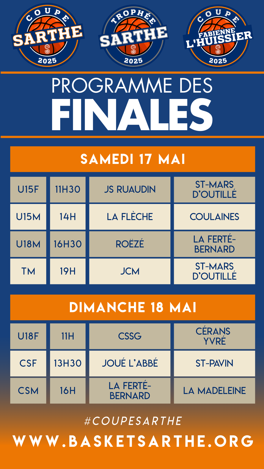 programme finales samedi et dimanche